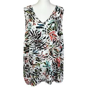 Ava & Viv Top Women Size 2X Tropical Crisscross Strappy Back High Low Coastal
